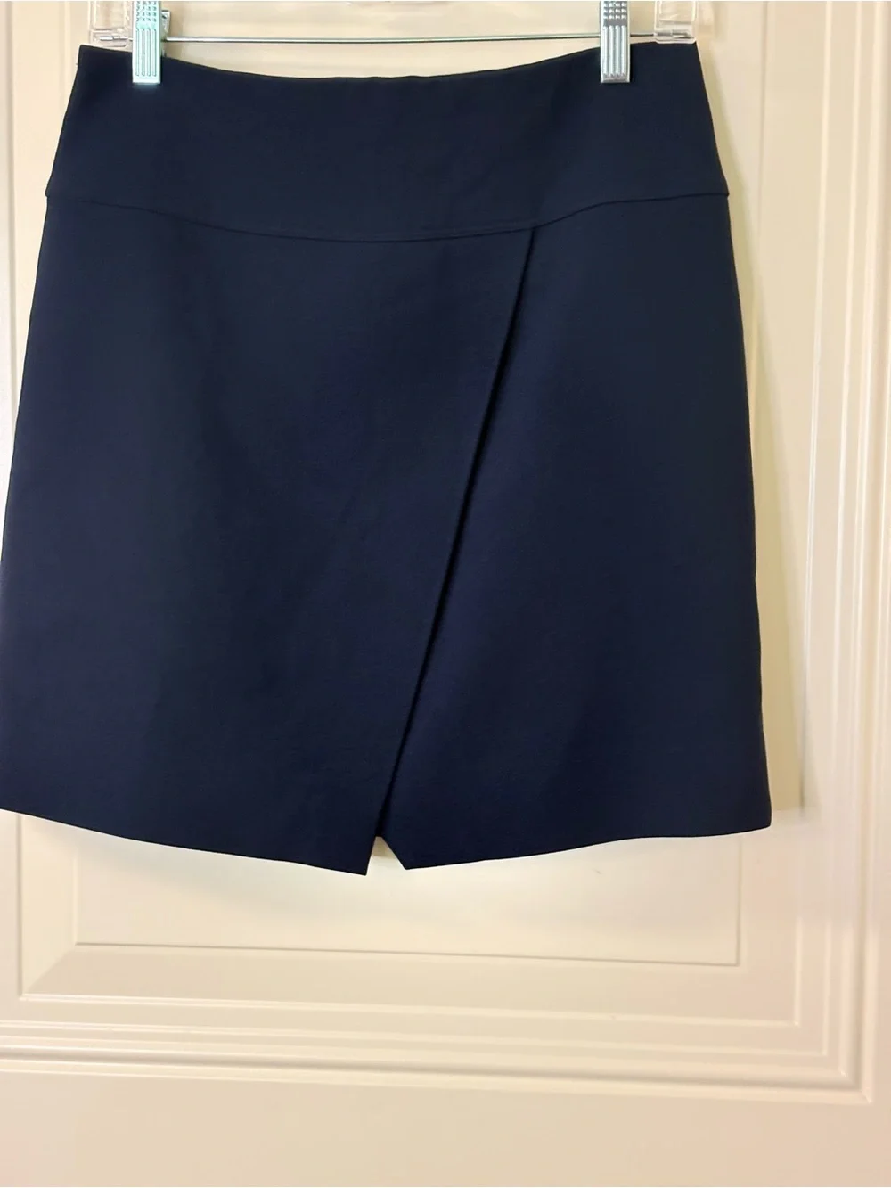 J. Crew Navy Asymmetrically Cut Faux Wrap A-Line Mini Skirt SZ 4 EUC $118